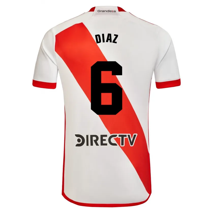 Danxen Kinderen Milagros Díaz #6 Wit Rood Thuisshirt Thuistenue 2024/25 T-Shirt