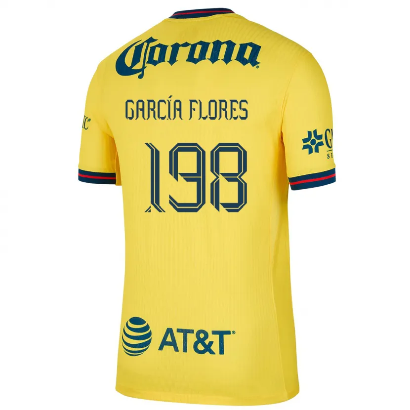 Danxen Kinderen Francisco García Flores #198 Geel Blauw Thuisshirt Thuistenue 2024/25 T-Shirt