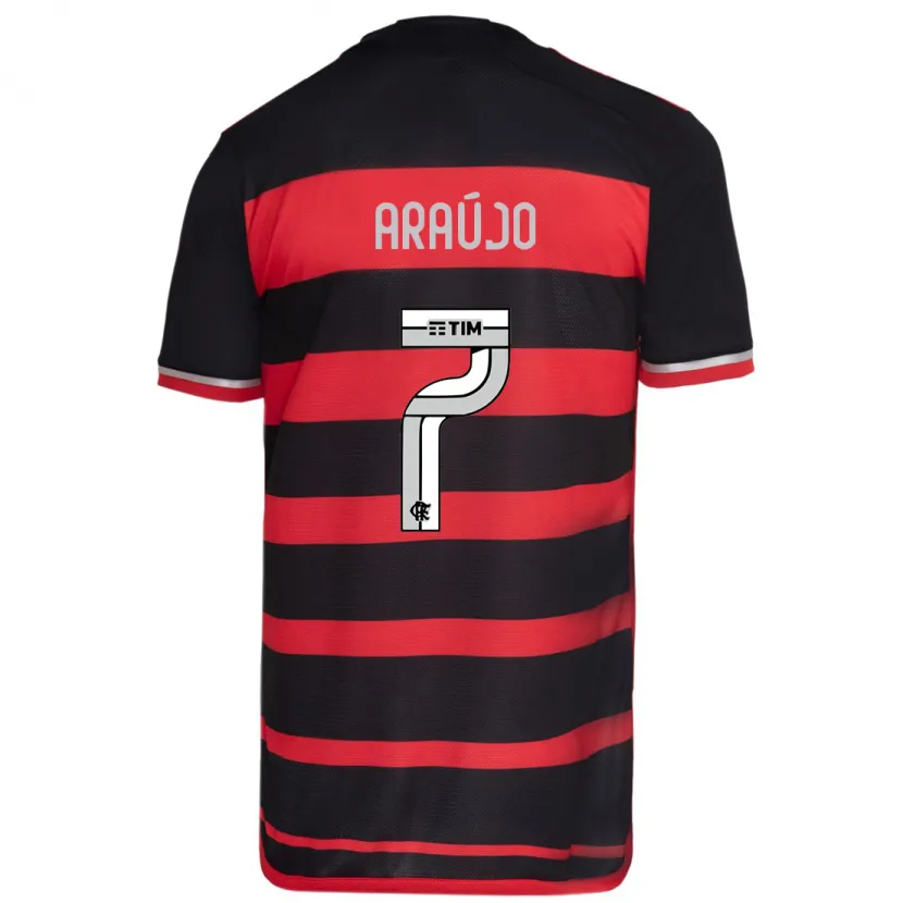 Danxen Kinderen Luiz Araújo #7 Rood Zwart Thuisshirt Thuistenue 2024/25 T-Shirt