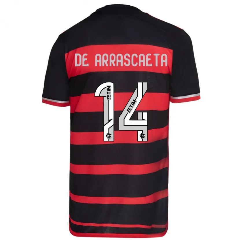 Danxen Kinderen Giorgian De Arrascaeta #14 Rood Zwart Thuisshirt Thuistenue 2024/25 T-Shirt