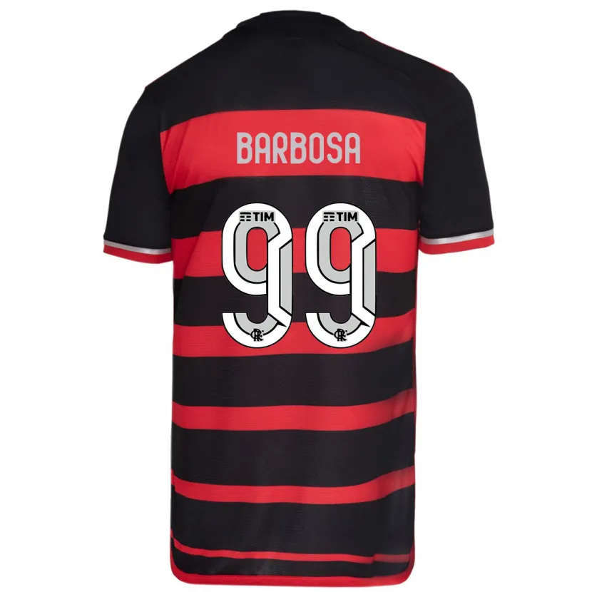 Danxen Kinderen Gabriel Barbosa #99 Rood Zwart Thuisshirt Thuistenue 2024/25 T-Shirt