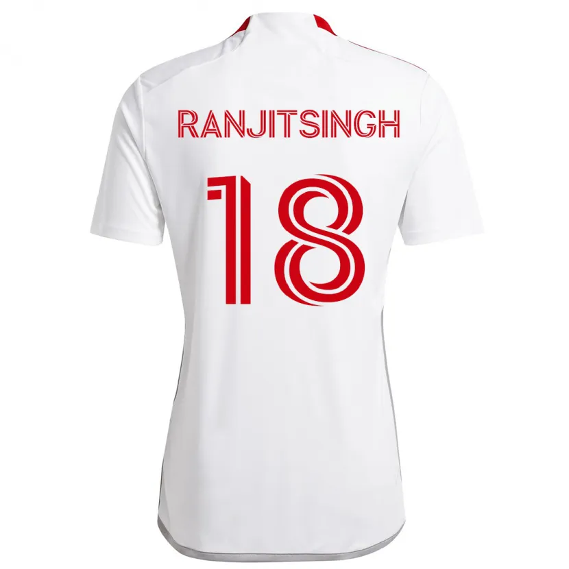 Danxen Kinderen Greg Ranjitsingh #18 Wit Rood Uitshirt Uittenue 2024/25 T-Shirt