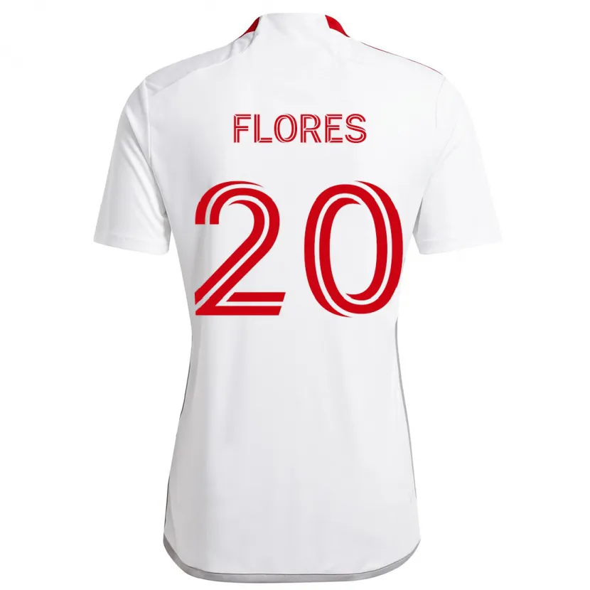 Danxen Kinderen Deybi Flores #20 Wit Rood Uitshirt Uittenue 2024/25 T-Shirt