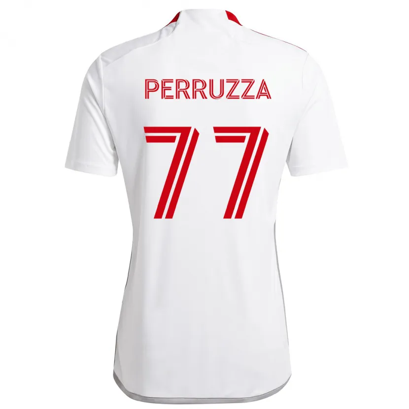 Danxen Kinderen Jordan Perruzza #77 Wit Rood Uitshirt Uittenue 2024/25 T-Shirt