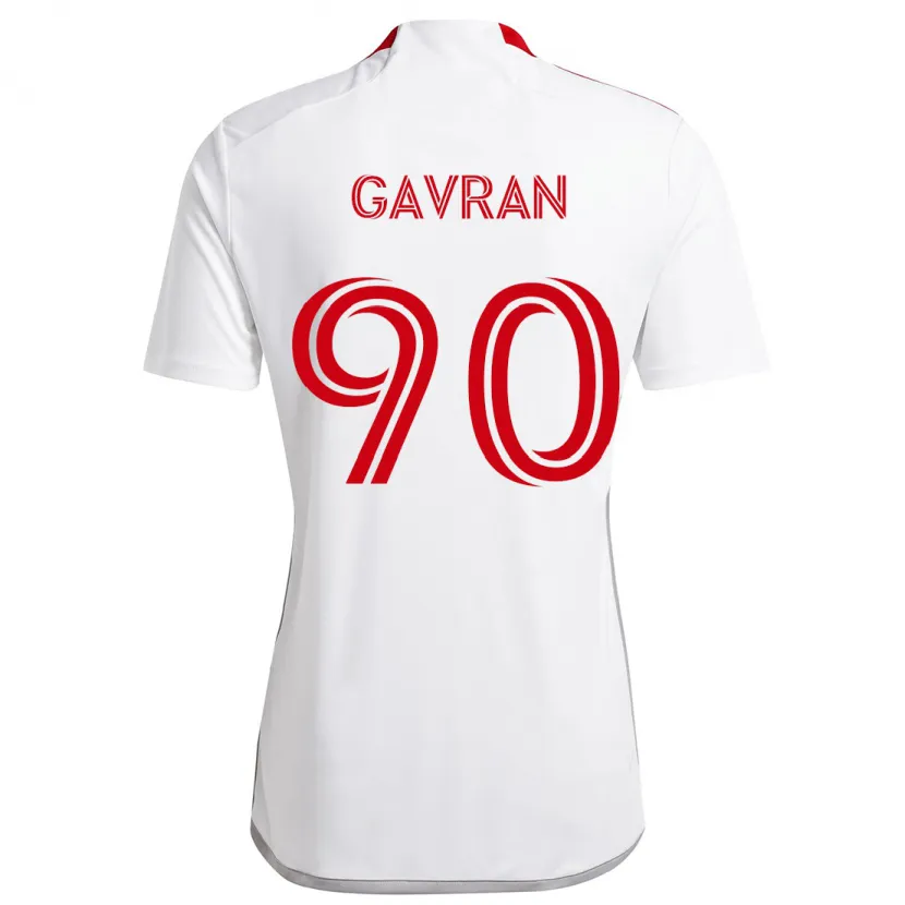 Danxen Kinderen Luka Gavran #90 Wit Rood Uitshirt Uittenue 2024/25 T-Shirt