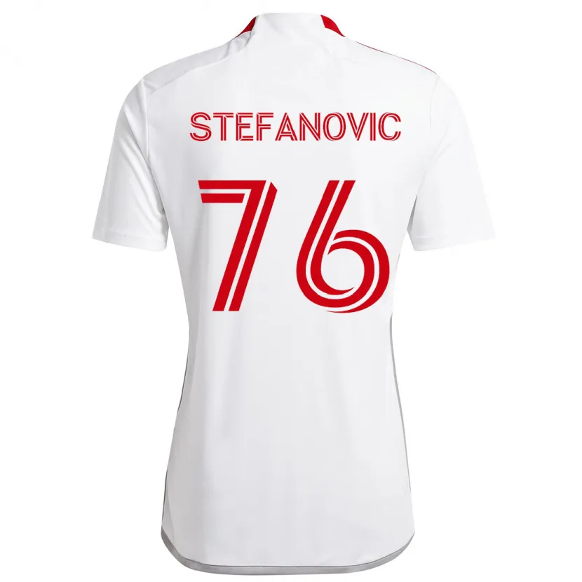 Danxen Kinderen Lazar Stefanovic #76 Wit Rood Uitshirt Uittenue 2024/25 T-Shirt