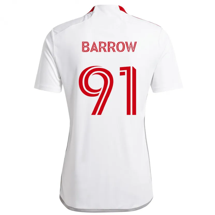 Danxen Kinderen Dékwon Barrow #91 Wit Rood Uitshirt Uittenue 2024/25 T-Shirt