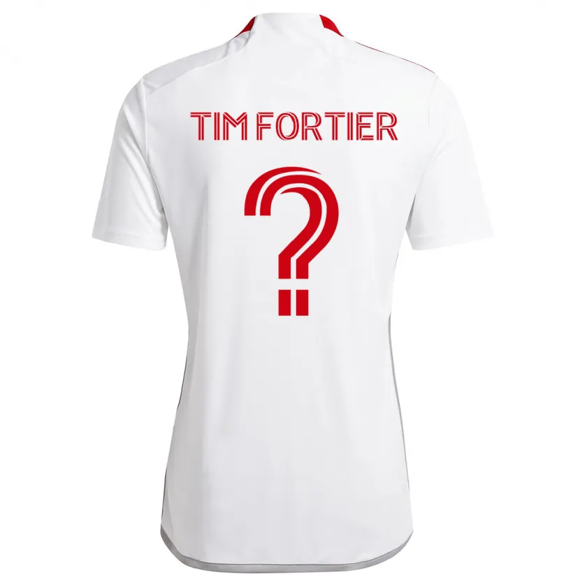 Danxen Kinderen Tim Fortier #0 Wit Rood Uitshirt Uittenue 2024/25 T-Shirt