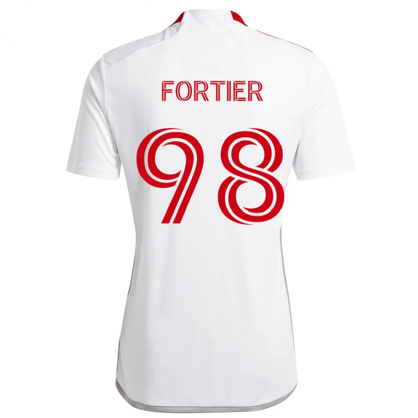 Danxen Kinderen Kristjan Fortier #98 Wit Rood Uitshirt Uittenue 2024/25 T-Shirt