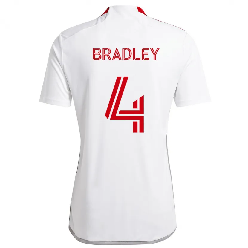 Danxen Kinderen Michael Bradley #4 Wit Rood Uitshirt Uittenue 2024/25 T-Shirt