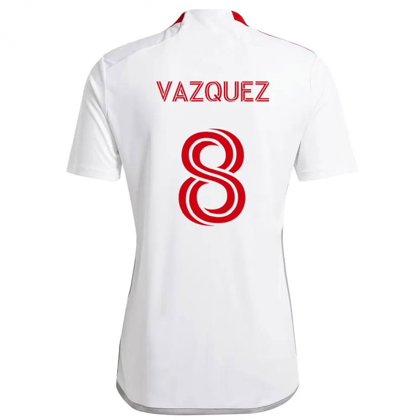 Danxen Kinderen Víctor Vázquez #8 Wit Rood Uitshirt Uittenue 2024/25 T-Shirt