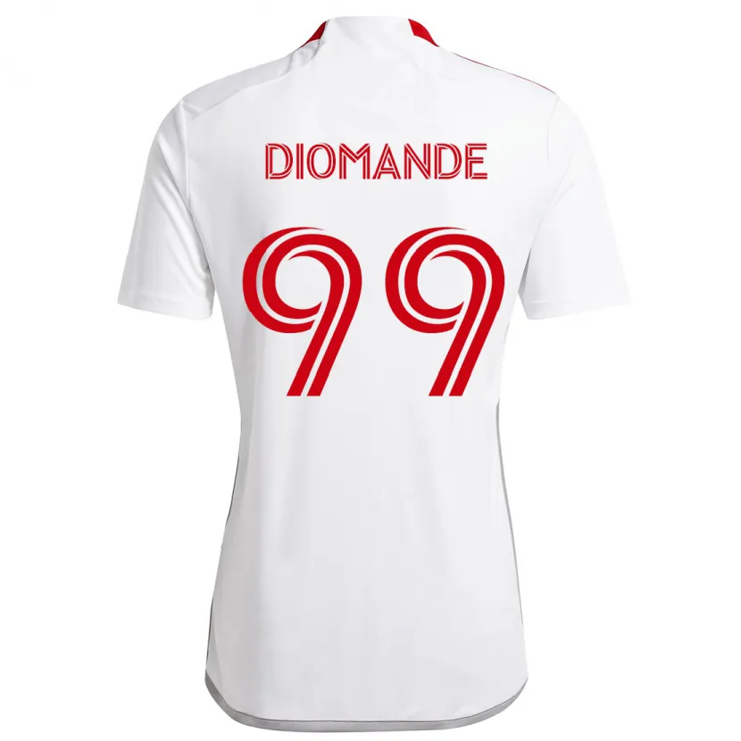 Danxen Kinderen Adama Diomande #99 Wit Rood Uitshirt Uittenue 2024/25 T-Shirt