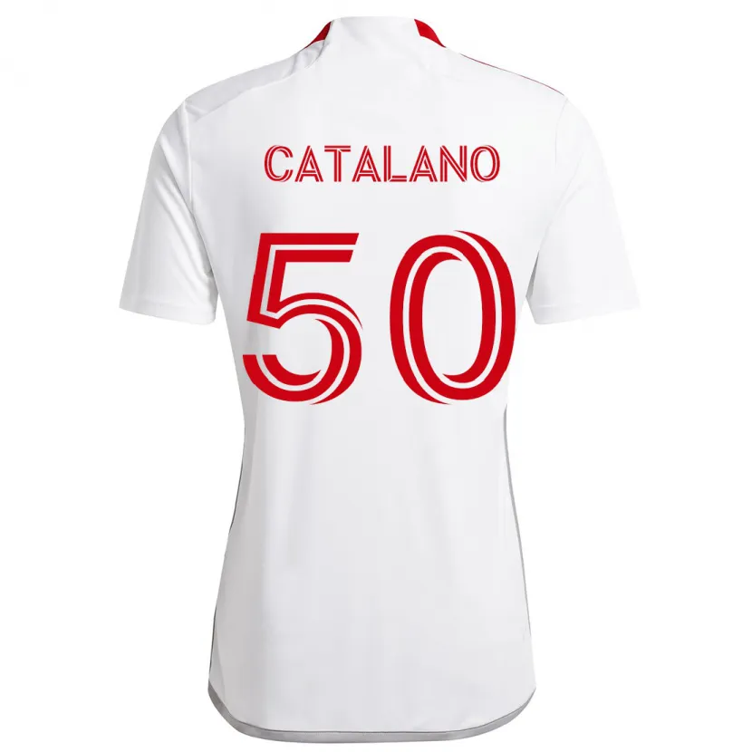 Danxen Kinderen Gianluca Catalano #50 Wit Rood Uitshirt Uittenue 2024/25 T-Shirt