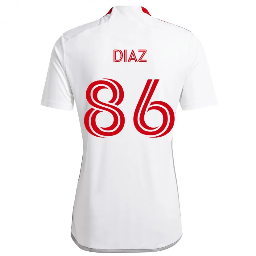 Danxen Kinderen Alec Díaz #86 Wit Rood Uitshirt Uittenue 2024/25 T-Shirt