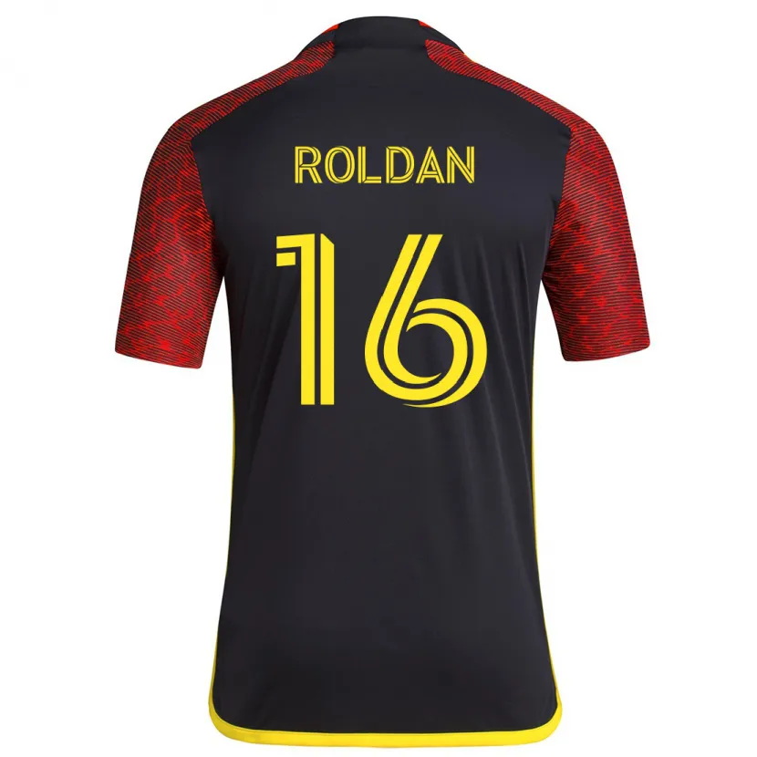 Danxen Kinderen Álex Roldán #16 Rood Zwart Uitshirt Uittenue 2024/25 T-Shirt