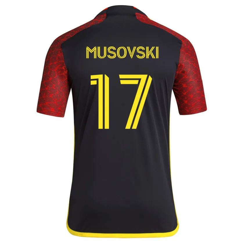 Danxen Kinderen Danny Musovski #17 Rood Zwart Uitshirt Uittenue 2024/25 T-Shirt