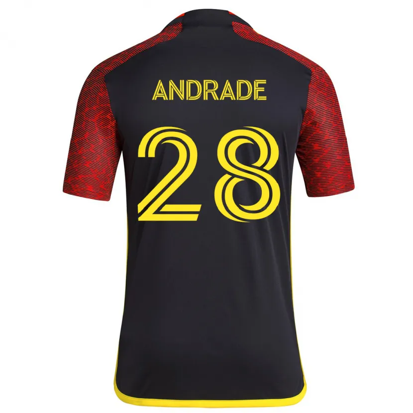 Danxen Kinderen Yeimar Gómez Andrade #28 Rood Zwart Uitshirt Uittenue 2024/25 T-Shirt