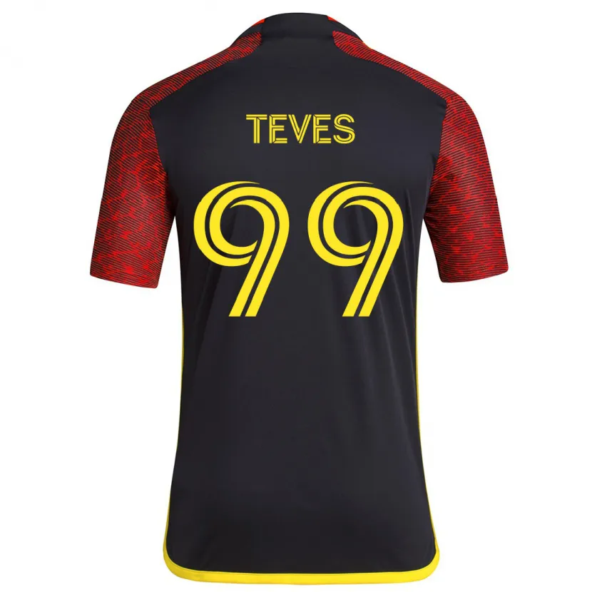 Danxen Kinderen Dylan Teves #99 Rood Zwart Uitshirt Uittenue 2024/25 T-Shirt