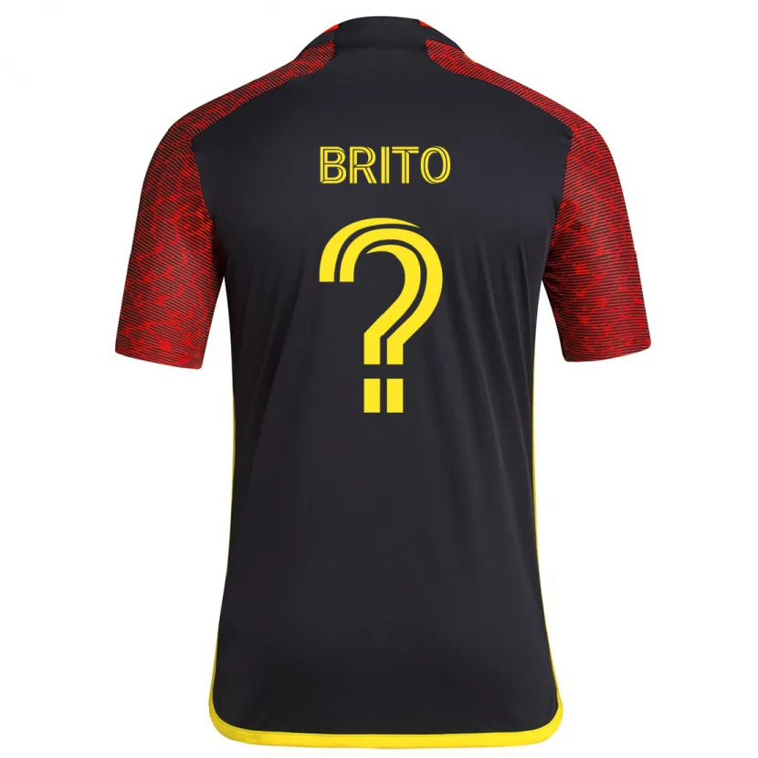 Danxen Kinderen Kelvin-Luis Brito #0 Rood Zwart Uitshirt Uittenue 2024/25 T-Shirt