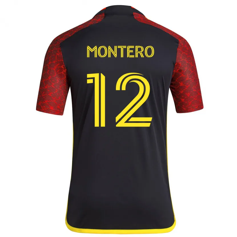 Danxen Kinderen Fredy Montero #12 Rood Zwart Uitshirt Uittenue 2024/25 T-Shirt