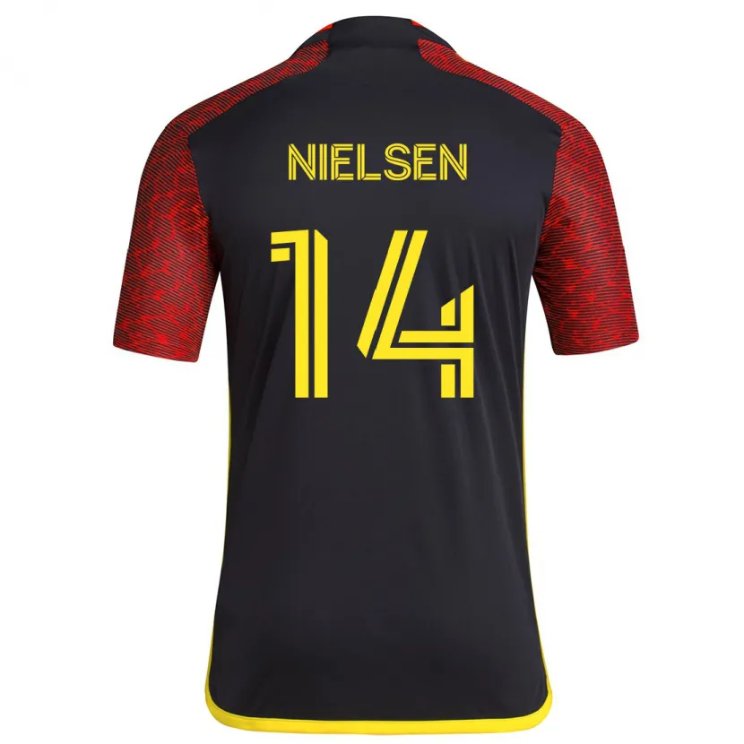 Danxen Kinderen Taylor Nielsen #14 Rood Zwart Uitshirt Uittenue 2024/25 T-Shirt