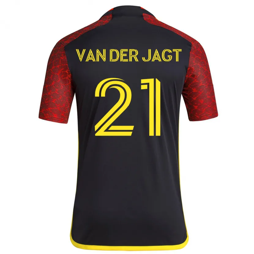 Danxen Kinderen Olivia Van Der Jagt #21 Rood Zwart Uitshirt Uittenue 2024/25 T-Shirt