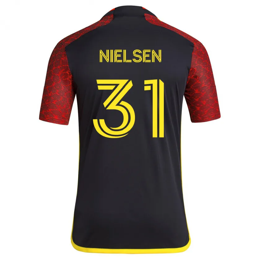 Danxen Kinderen Madeline Nielsen #31 Rood Zwart Uitshirt Uittenue 2024/25 T-Shirt