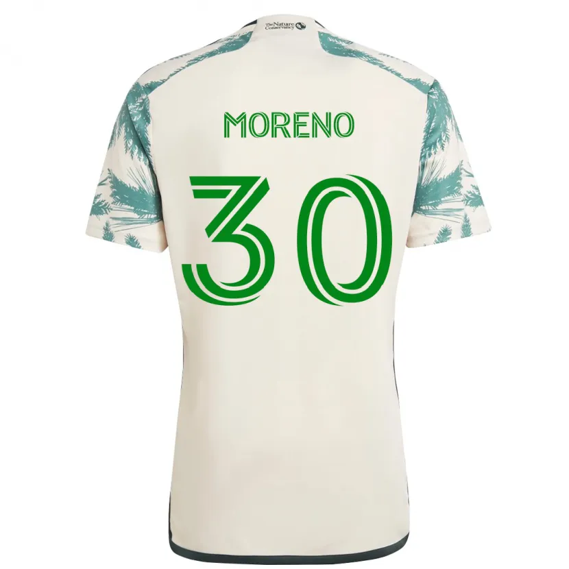 Danxen Kinderen Santiago Moreno #30 Beigebruin Uitshirt Uittenue 2024/25 T-Shirt