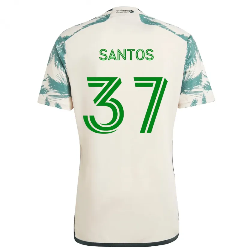 Danxen Kinderen Noah Santos #37 Beigebruin Uitshirt Uittenue 2024/25 T-Shirt