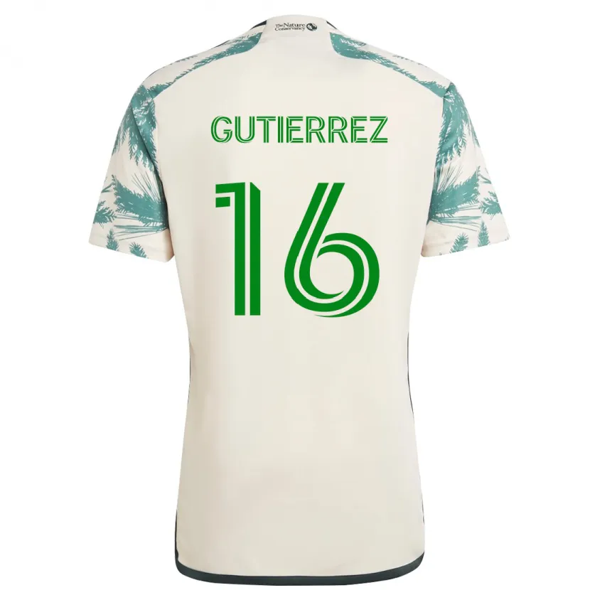 Danxen Kinderen Diego Gutiérrez #16 Beigebruin Uitshirt Uittenue 2024/25 T-Shirt