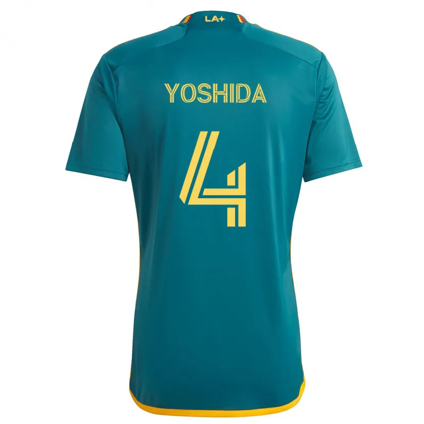 Danxen Kinderen Maya Yoshida #4 Groen Geel Uitshirt Uittenue 2024/25 T-Shirt