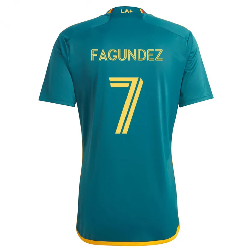 Danxen Kinderen Diego Fagúndez #7 Groen Geel Uitshirt Uittenue 2024/25 T-Shirt