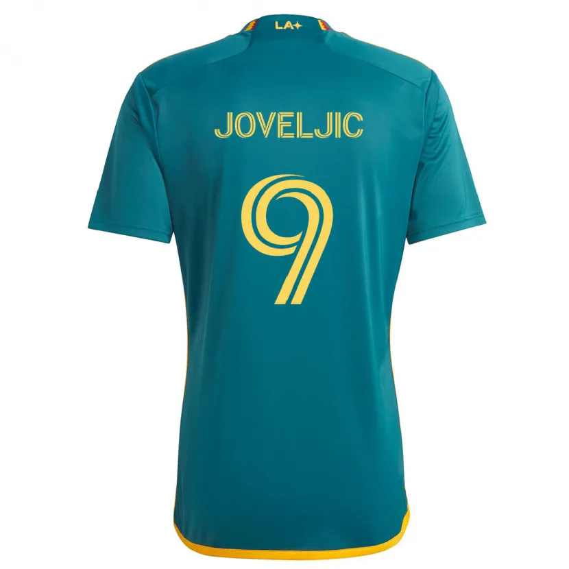 Danxen Kinderen Dejan Joveljic #9 Groen Geel Uitshirt Uittenue 2024/25 T-Shirt