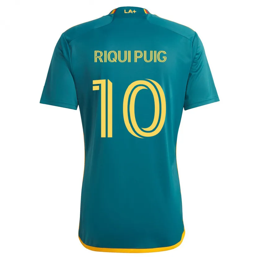 Danxen Kinderen Riqui Puig #10 Groen Geel Uitshirt Uittenue 2024/25 T-Shirt