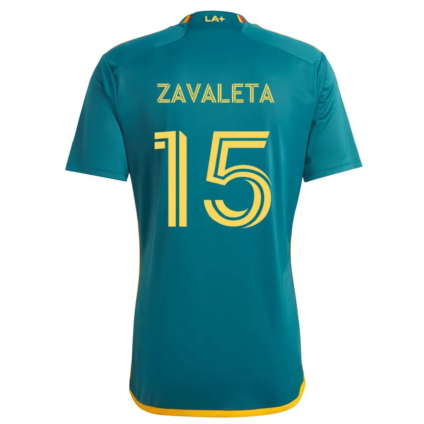 Danxen Kinderen Eriq Zavaleta #15 Groen Geel Uitshirt Uittenue 2024/25 T-Shirt