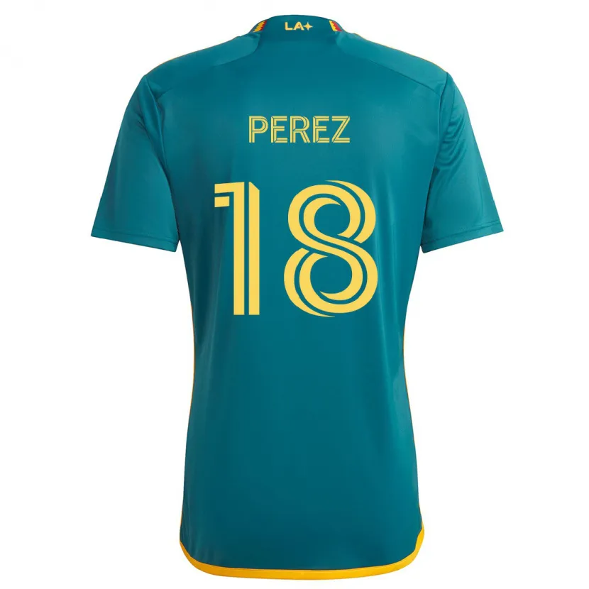 Danxen Kinderen Jonathan Pérez #18 Groen Geel Uitshirt Uittenue 2024/25 T-Shirt