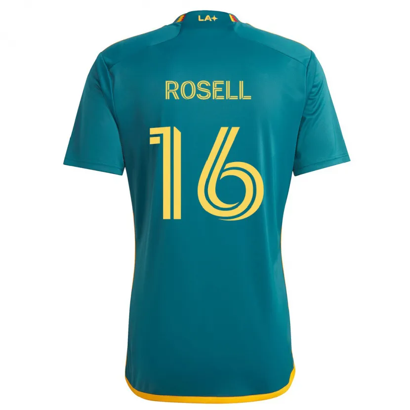 Danxen Kinderen Uri Rosell #16 Groen Geel Uitshirt Uittenue 2024/25 T-Shirt