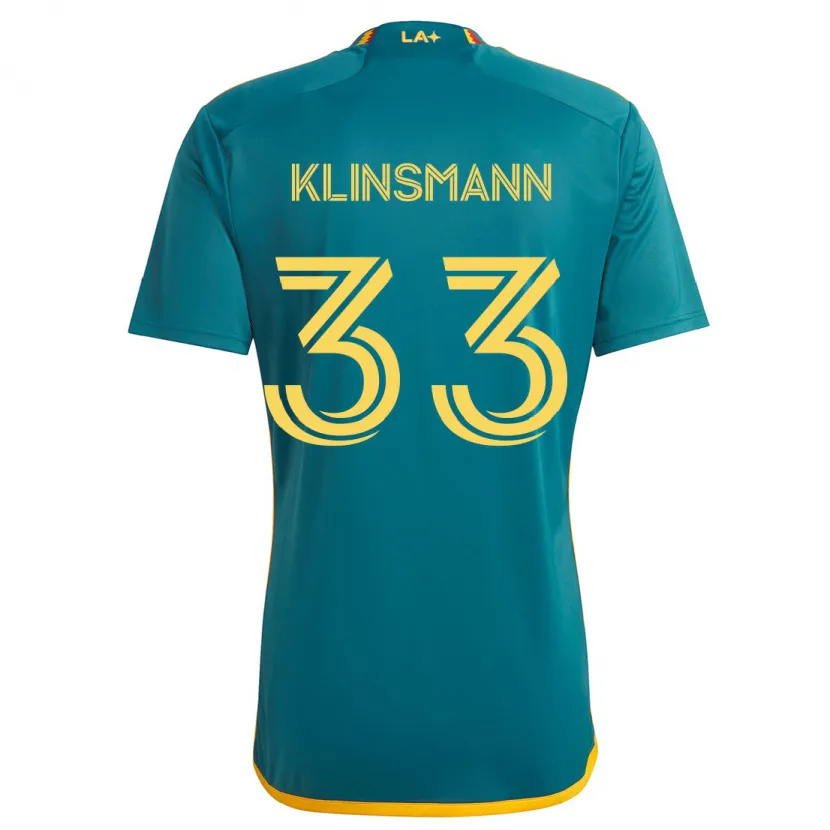 Danxen Kinderen Jonathan Klinsmann #33 Groen Geel Uitshirt Uittenue 2024/25 T-Shirt