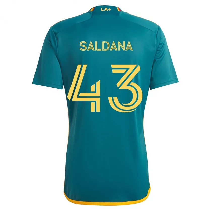 Danxen Kinderen Adam Saldaña #43 Groen Geel Uitshirt Uittenue 2024/25 T-Shirt