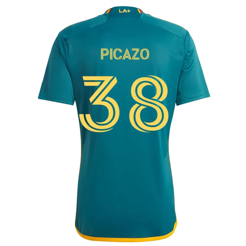 Danxen Kinderen Axel Picazo #38 Groen Geel Uitshirt Uittenue 2024/25 T-Shirt