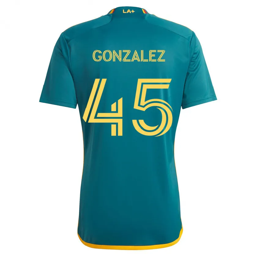 Danxen Kinderen Adrián González #45 Groen Geel Uitshirt Uittenue 2024/25 T-Shirt