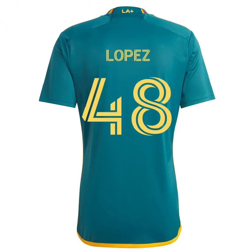 Danxen Kinderen Diego López #48 Groen Geel Uitshirt Uittenue 2024/25 T-Shirt