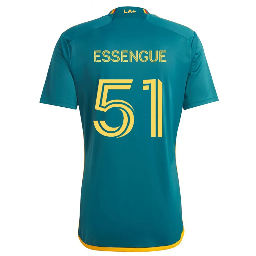 Danxen Kinderen Ascel Essengue #51 Groen Geel Uitshirt Uittenue 2024/25 T-Shirt