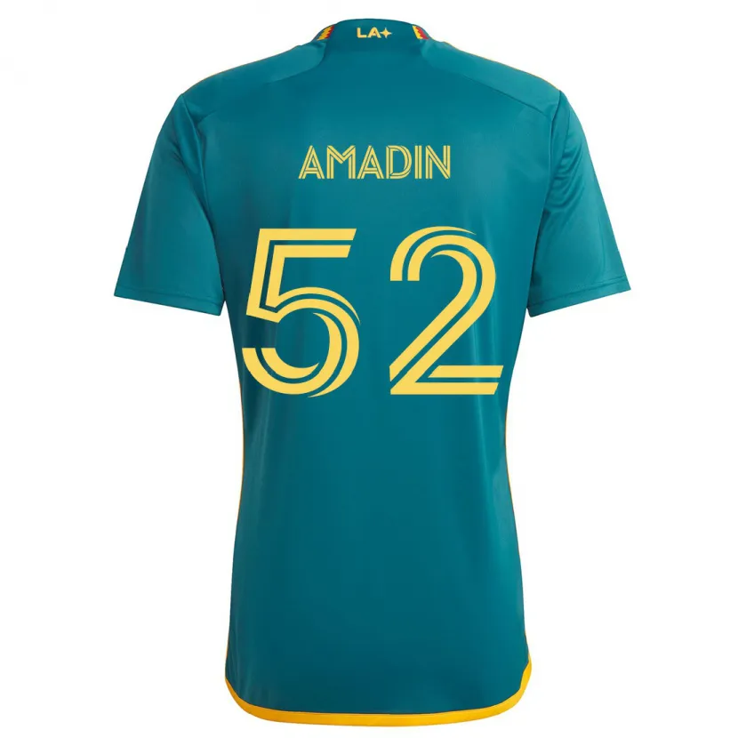 Danxen Kinderen Elijah Amadin #52 Groen Geel Uitshirt Uittenue 2024/25 T-Shirt