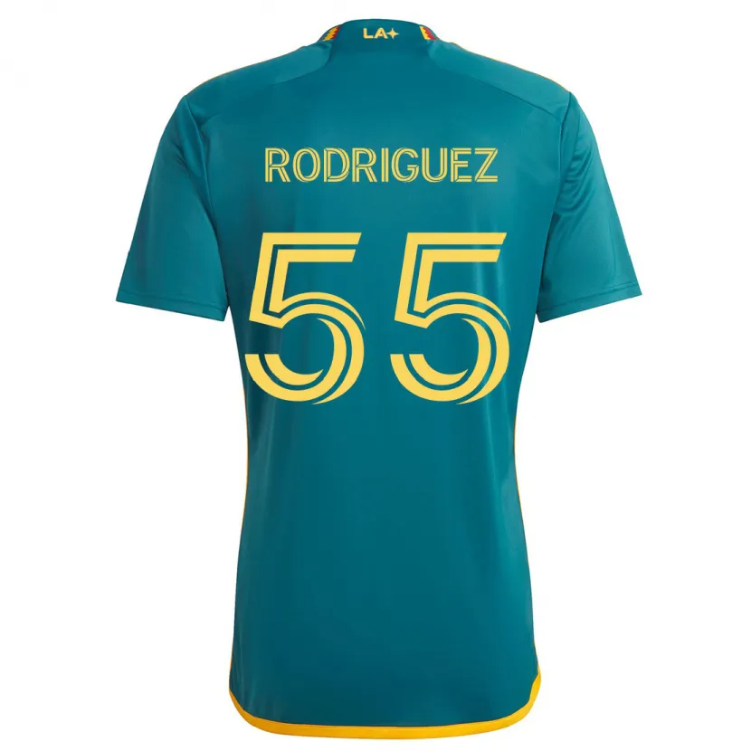 Danxen Kinderen Diego Rodriguez #55 Groen Geel Uitshirt Uittenue 2024/25 T-Shirt