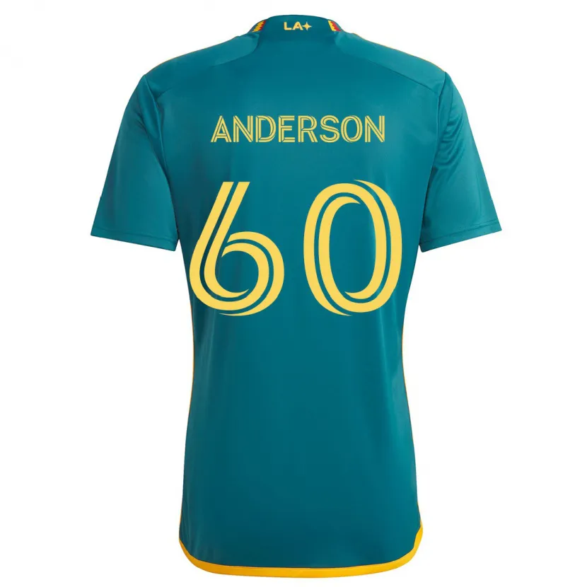 Danxen Kinderen Nolan Anderson #60 Groen Geel Uitshirt Uittenue 2024/25 T-Shirt