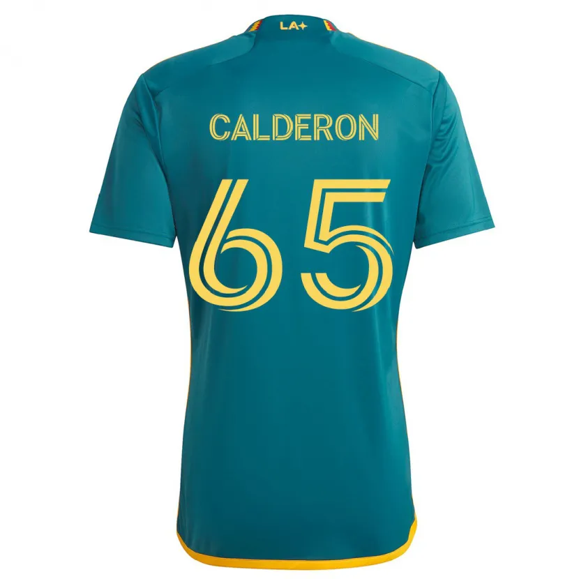 Danxen Kinderen Juan Calderón #65 Groen Geel Uitshirt Uittenue 2024/25 T-Shirt