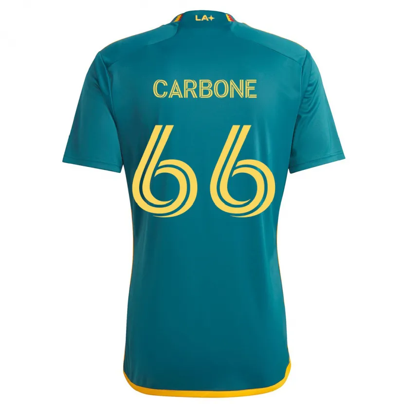 Danxen Kinderen Matteo Carbone #66 Groen Geel Uitshirt Uittenue 2024/25 T-Shirt