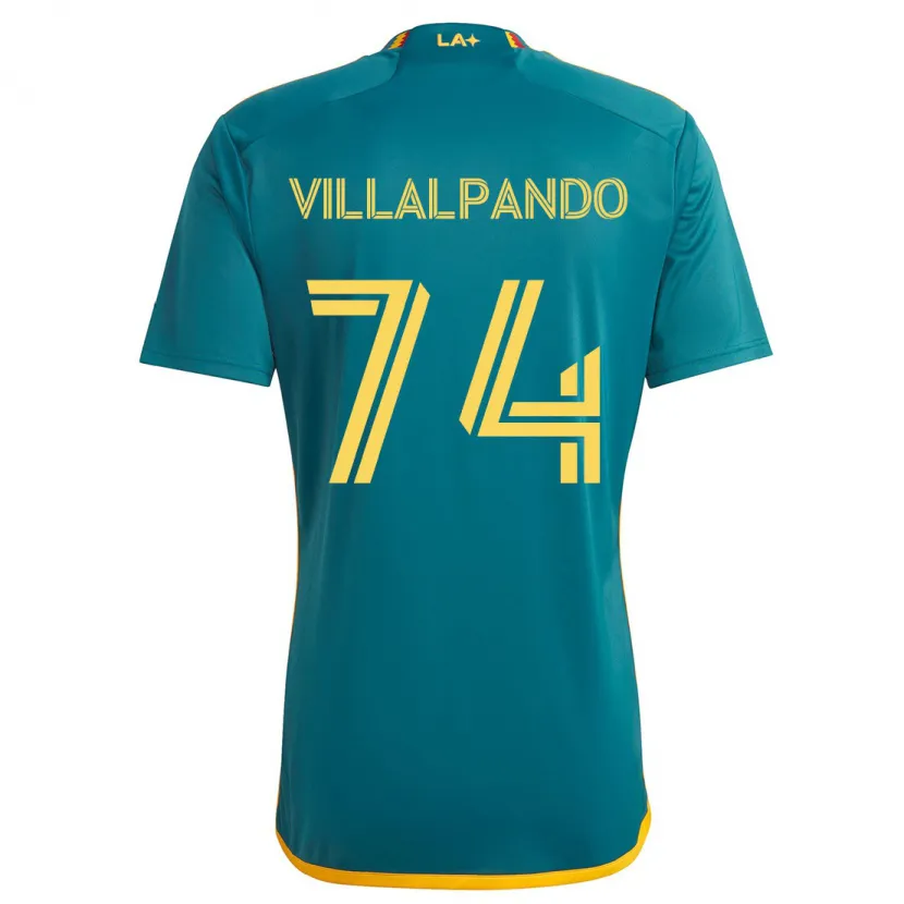 Danxen Kinderen Sergio Villalpando #74 Groen Geel Uitshirt Uittenue 2024/25 T-Shirt