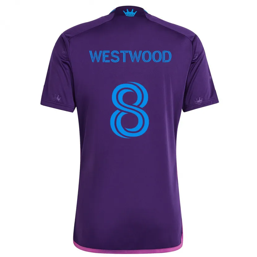 Danxen Kinderen Ashley Westwood #8 Paarsblauw Uitshirt Uittenue 2024/25 T-Shirt